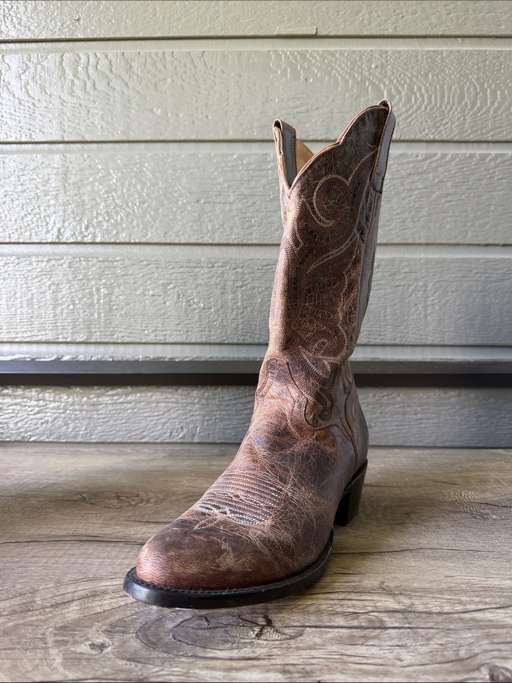 J B Dillan Womens Round Toe Pull On Classic Brown Leather Western Boots size 8 B - Picture 2 of 9